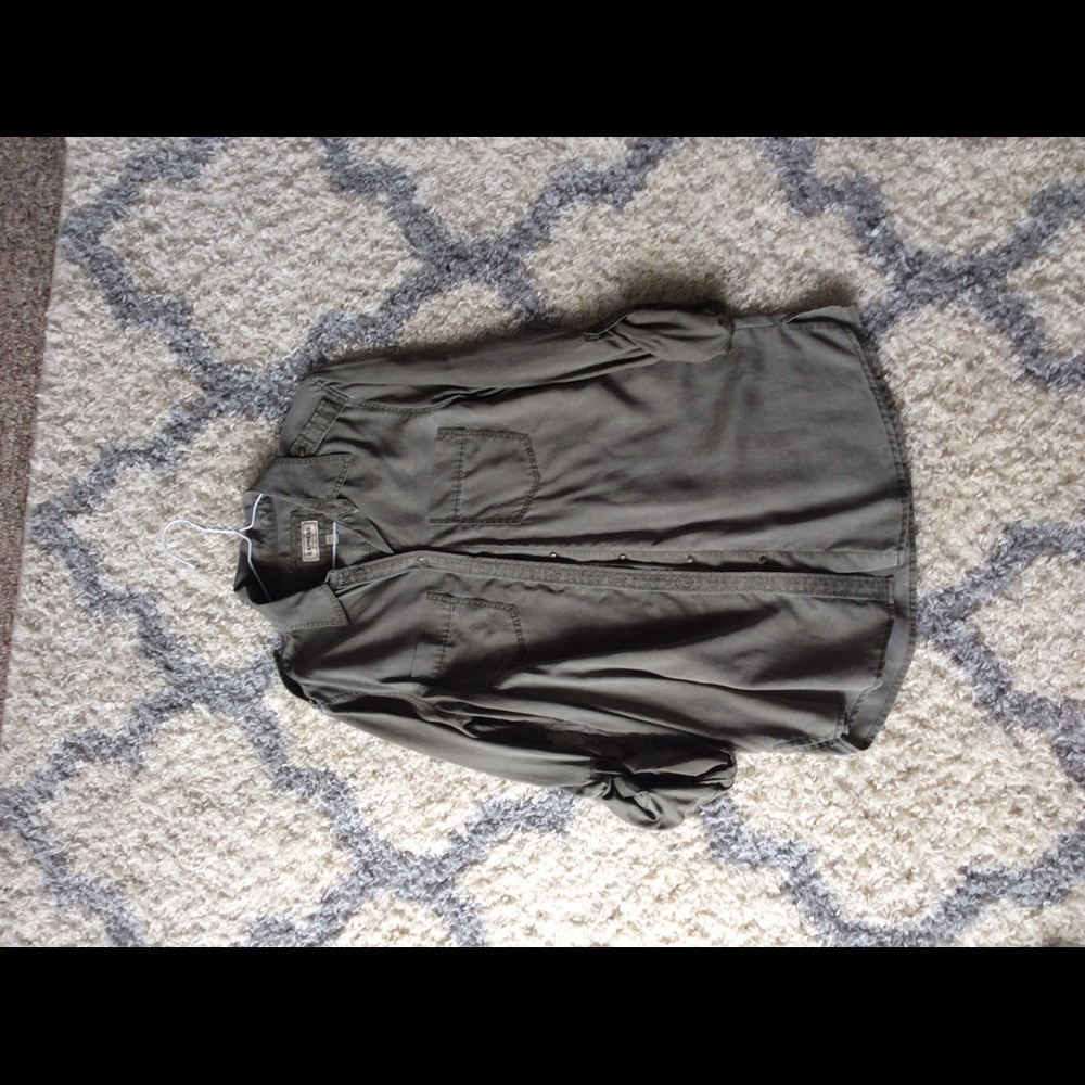 Express Olive Boyfriend Shirt